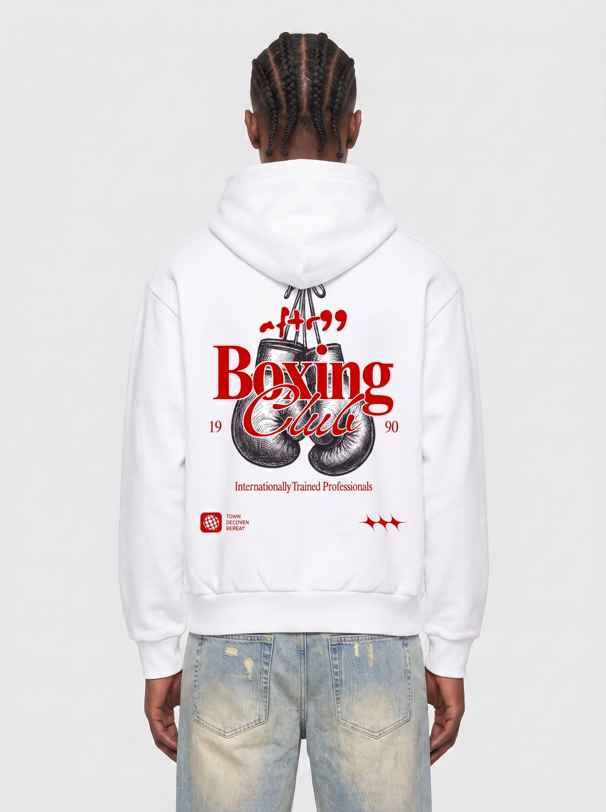 aftr99 Boxing Club Heavyweight Hoodie in White
