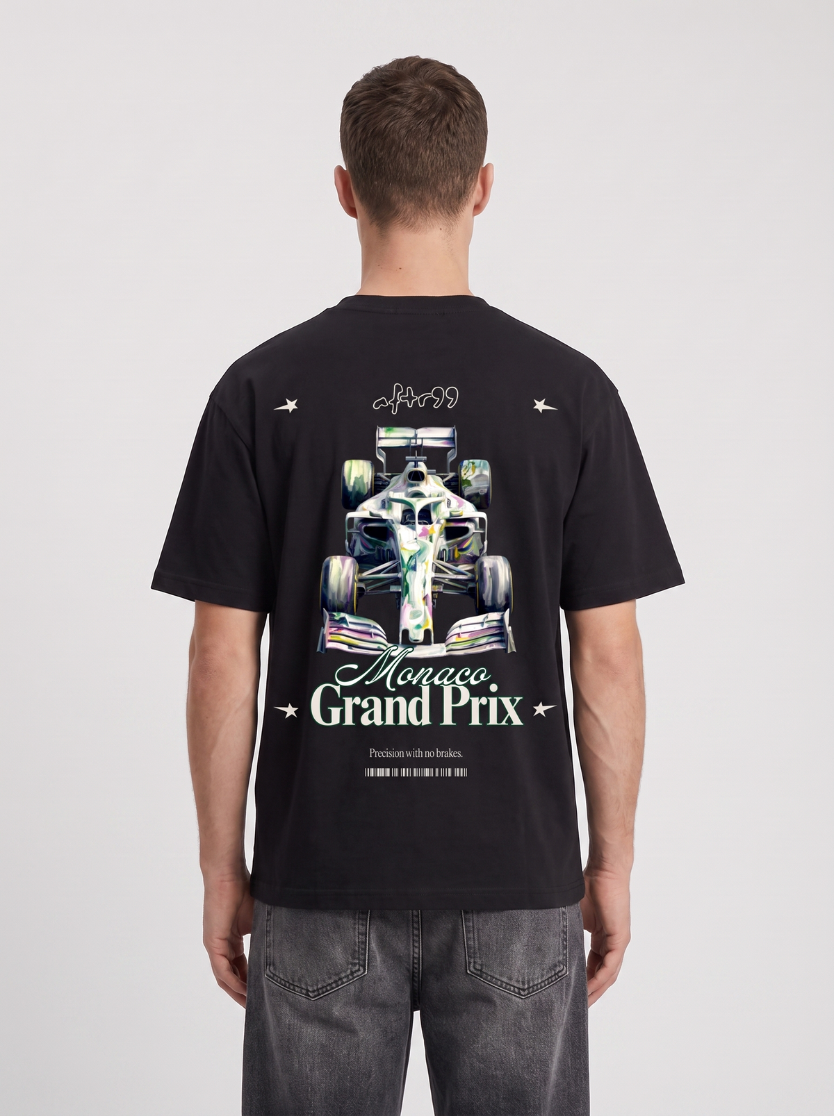 aftr99 Grand Prix Heavyweight Drop Shoulder T-Shirt in Classic Black