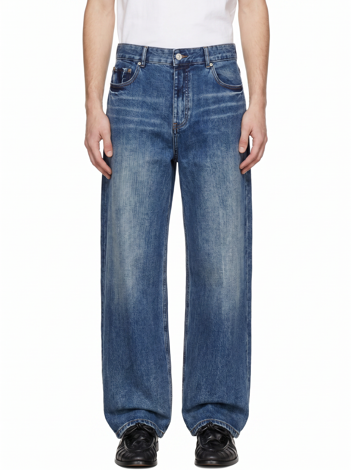 aftr99 Mid Fade Wide Leg Jeans in Blue