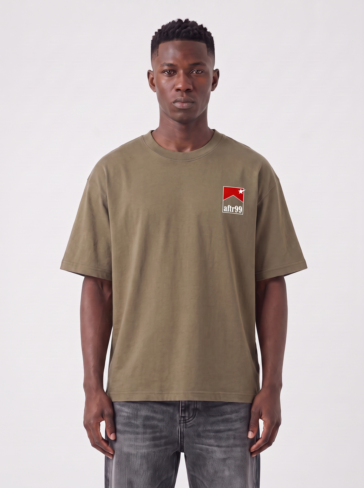 aftr99 Smoke Pack Heavyweight Drop Shoulder T-Shirt in Deep Khaki