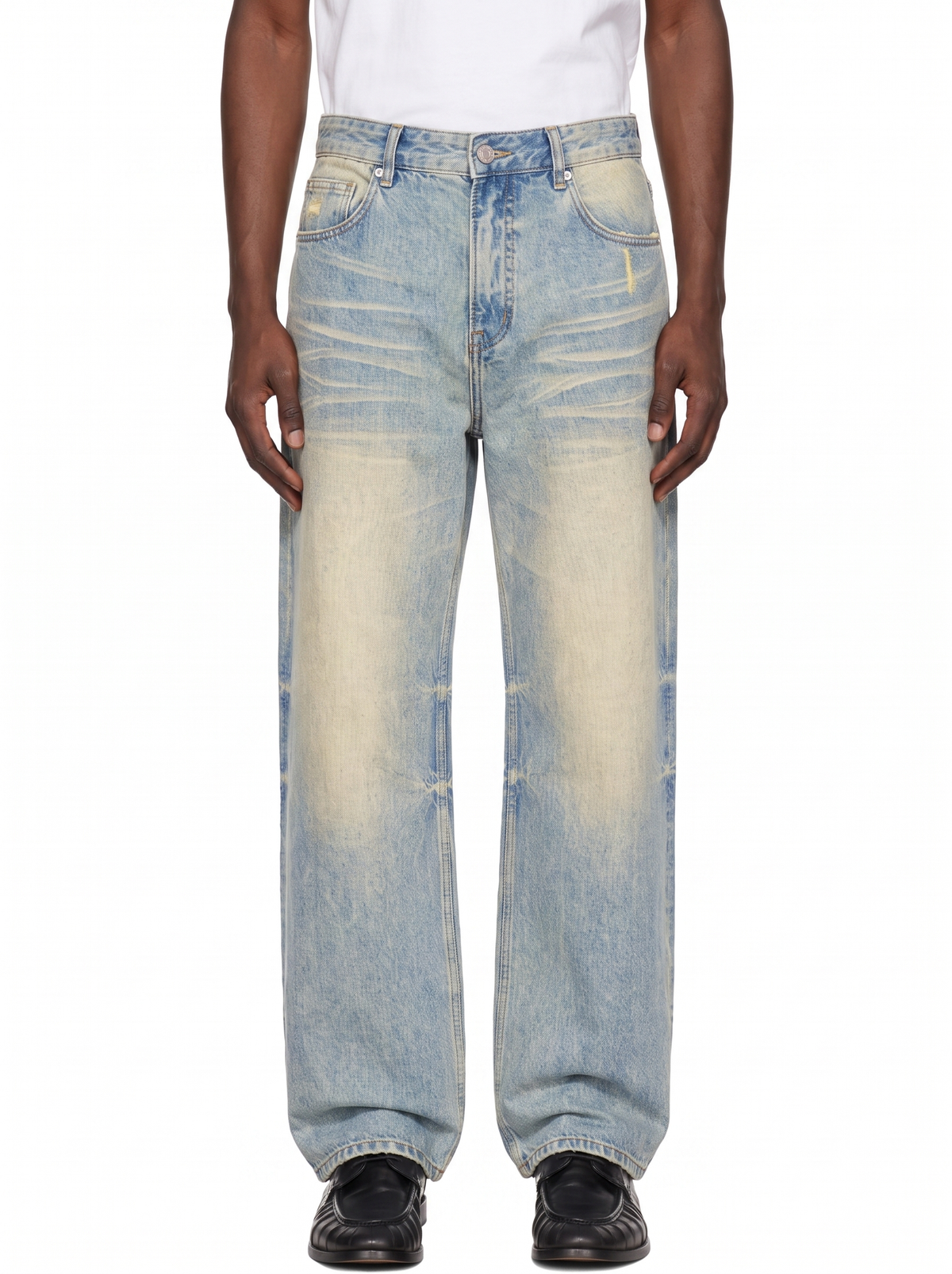 aftr99 Sun Fade Wide Leg Jeans in Blue